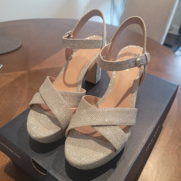 Cole Haan Women's Riannon Platform Sandal silver glitter mesh - Picture 7 of 14